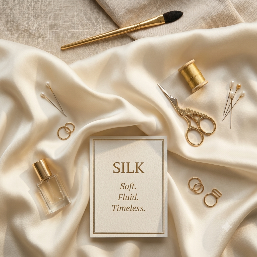 Silk lingerie fabric education artwork